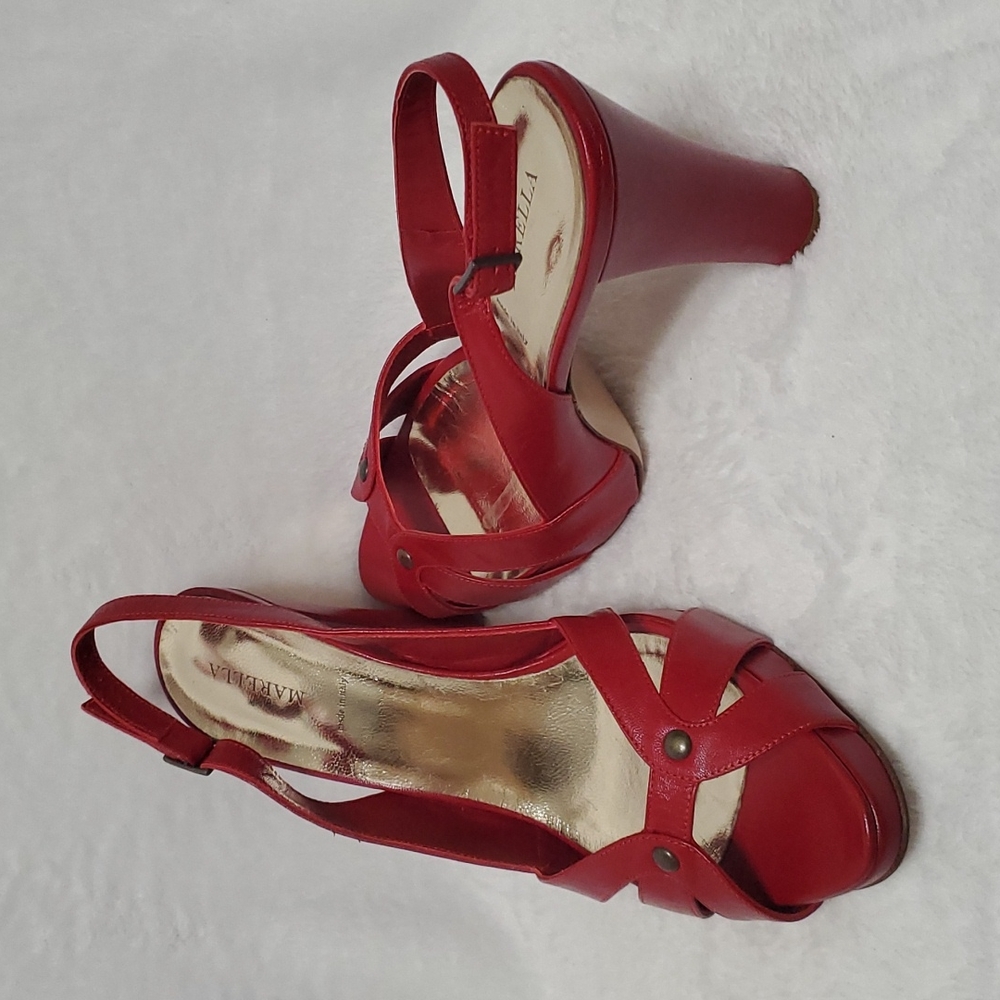 Mapella square heel open toe sandal 40 Red (Ss13)
